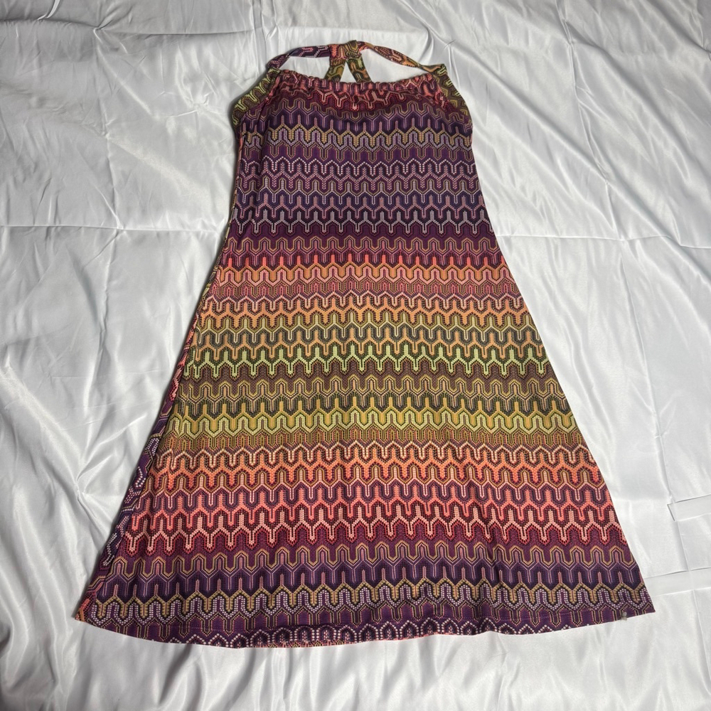Women's prAna Purple Orange Patterned Halter Maxi Dress S